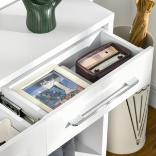 HOMCOM Mesa Consola Mesa de Entrada con 2 Cajones y Estante de Almacenaje Mueble Recibidor para Pasillo Salón Estilo Moderno Antivuelco Carga 50 kg 101,6x28x76,2 cm Blanco