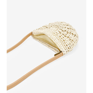 Bolso bandolera de rafia beige