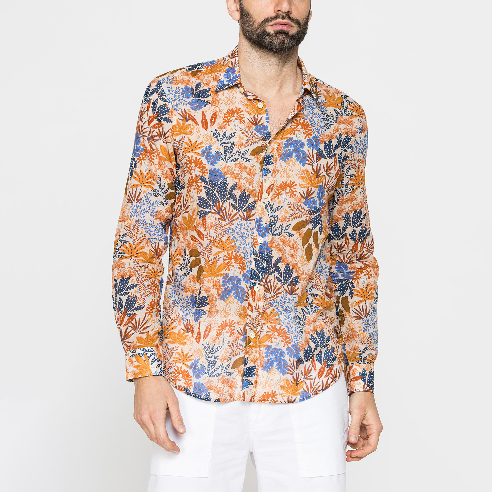 CAMICIA ESTIVA IN COTONE LEGGERO CON COLLO ITALIANO