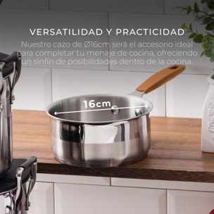 Set 13 pcs compuesto por batería de cocina acero inoxidable + set de 3 sartenes de alumnnio prensado  + cazo 16cm acero inoxidable