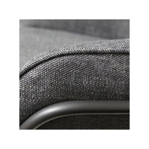 Fauteuil tissu gris avec accoudoirs et pieds luge métal noir - OSLO