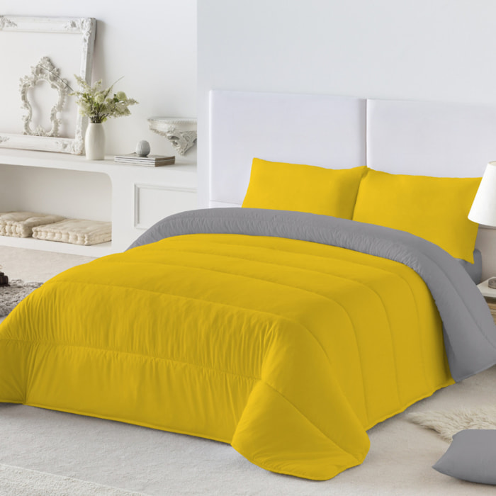 Edredón Nórdico Bicolor - 100% Poliéster Microfibra - 300 gr/m² con Tacto Pluma - Mostaza/Gris L.807