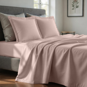 Parure de drap 1 pers 100% coton 57fils + 1 taie blush