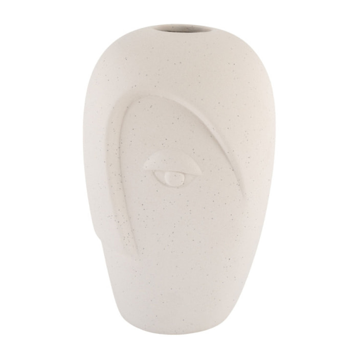 Nicoya - Vase en céramique avec visage H19,5cm : Couleur - Ivoire.