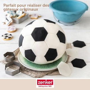 Lot de 2 moules demi sphère pour gâteau ballon de foot 18 cm Zenker Spécial Football