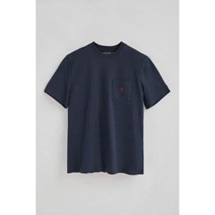 Camiseta azul marino con bolsillo y bordado Rigby Go