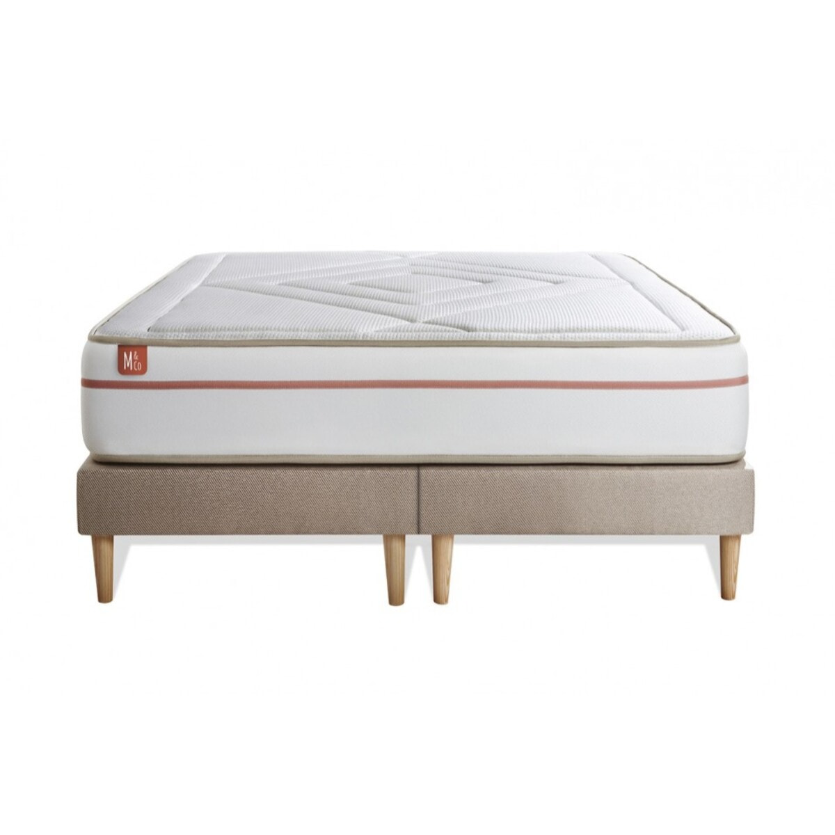 Pack matelas LE PAISIBLE - Mémoire de forme BioVisco - Ep. 24 + sommiers Beige