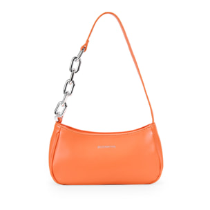 Bolso de hombro naranja con cadena