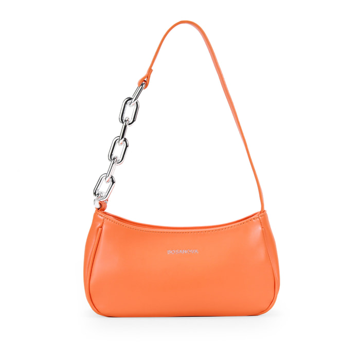 Bolso de hombro naranja con cadena