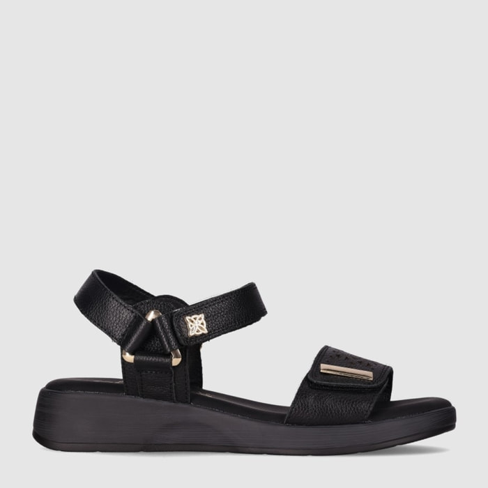 Sandalias de Piel - Negro - Tacón: 3 cm