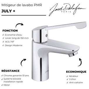 Mitigeur lavabo PMR July+ sans vidage Chromé