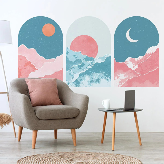 Papier peint - Ambiance Sticker - 3 ARCHES REGARDE LA VIE EN ROSE - Intissé pré-encollé - 115x90cm