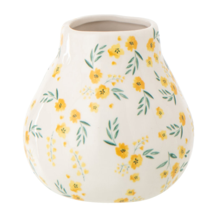 J-Line Vase Fleurs Dolomite - céramique - blanc/jaune clair - 2 pièces