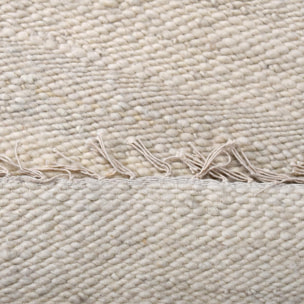 Tapis kilim Reversible Huku tissé à la main en laine beige motif berbère