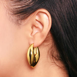 Orecchini a Cerchio Lucidi Design a Marquise placcati Oro Giallo 18Kt