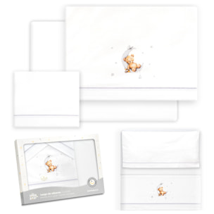 Triptico Minicuna Estampado Oso Luna Estrellas Bco/Gris