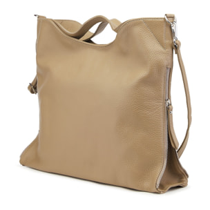 Borse Donna colore Beige-in pelle Made in Italy 39x33x13cm