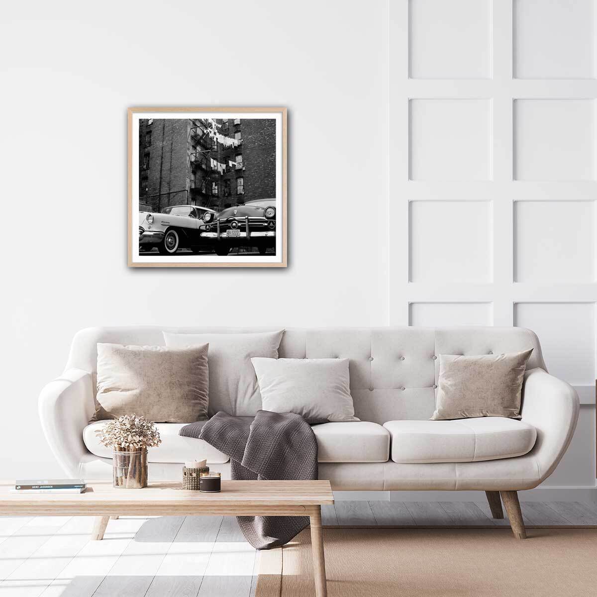 Affiche Photo ancienne New York - Vue sur cour Affiche + cadre en bois - Chêne