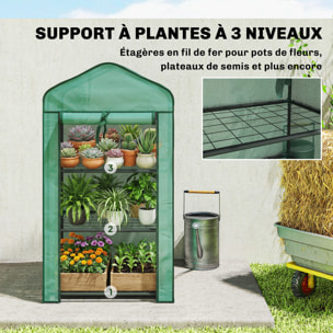 Serre de jardin balcon 3 niveaux métal thermolaqué vert PE vert