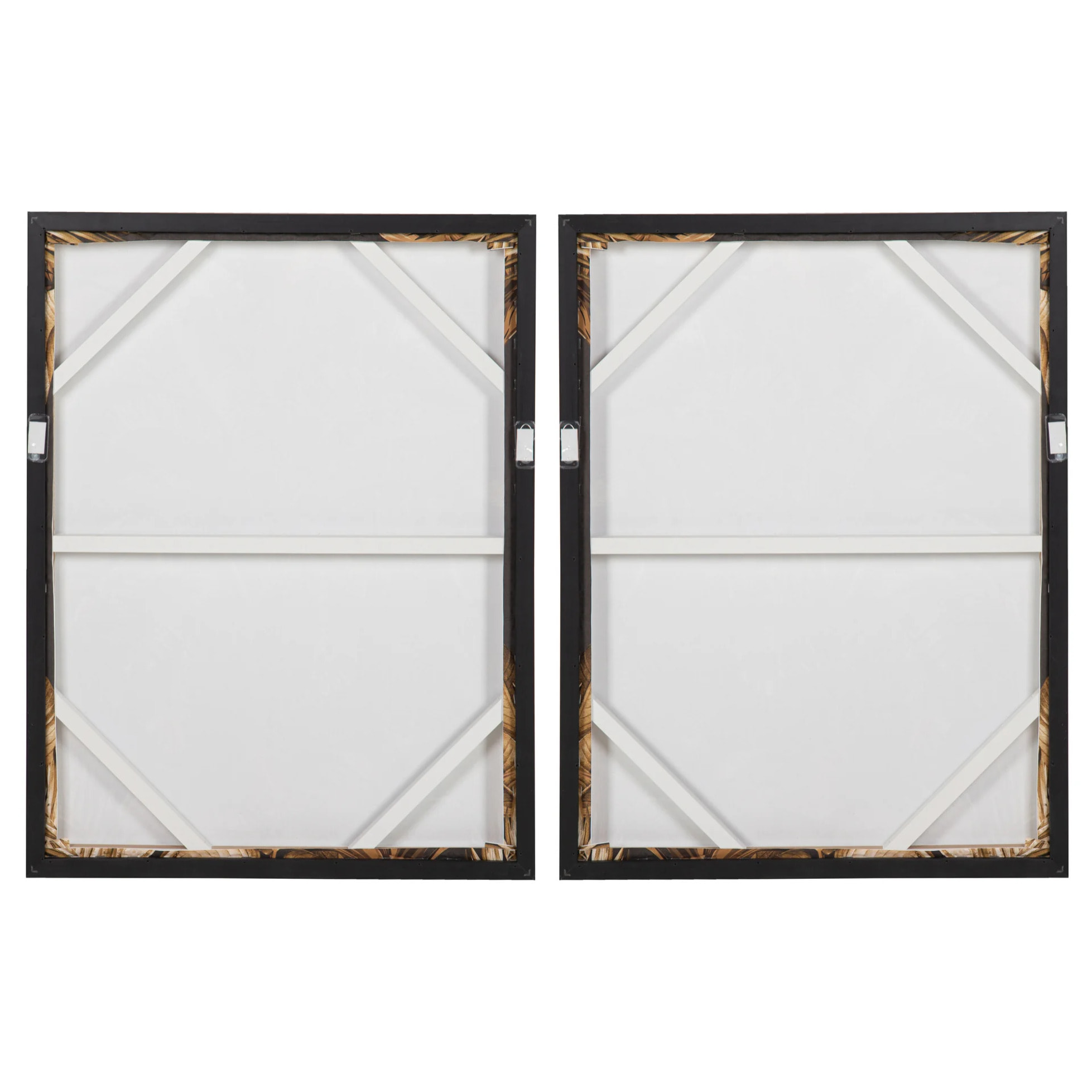 Set 2 Cuadros Con Relieve Marco Marron 63x4x83 Cm