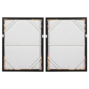 Set 2 Cuadros Con Relieve Marco Marron 63x4x83 Cm