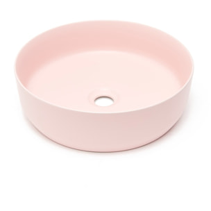 Vasque à poser ronde en céramique diamètre 39 cm - rose mat - sans trop-plein - SAT Infinitio