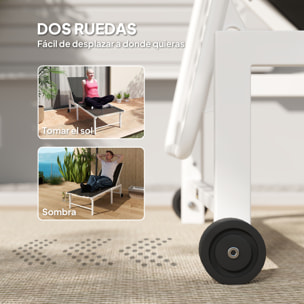 Tumbona Reclinable Tumbona Jardín Exterior con Ruedas Respaldo Ajustable en 5 Niveles y Estructura de Acero Carga 120 kg para Patio Terraza Balcón 166x60x84 cm Gris