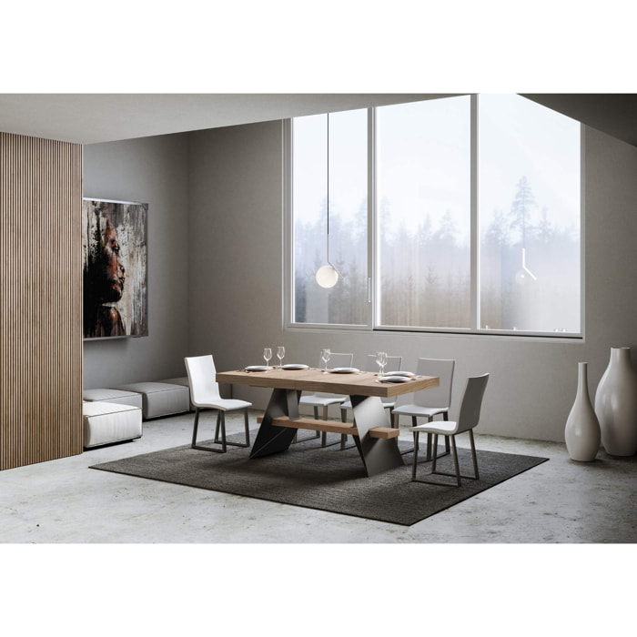 Tavolo allungabile 90x160/420 cm Baita Quercia Natura telaio Antracite
