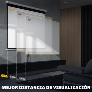 Pantalla de Proyector Manual 100 Pulgadas, Pantalla de Proyección, Formato 4:3/16:9, para Interior y Exterior, Cine en Casa, Oficina, Patio, 203x152 cm, Blanco