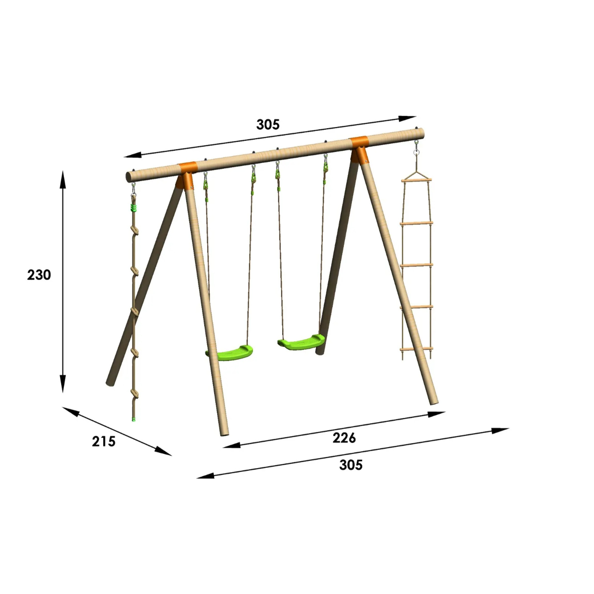 Portique bois 2,30 m Topwood ALTI - 4 enfants