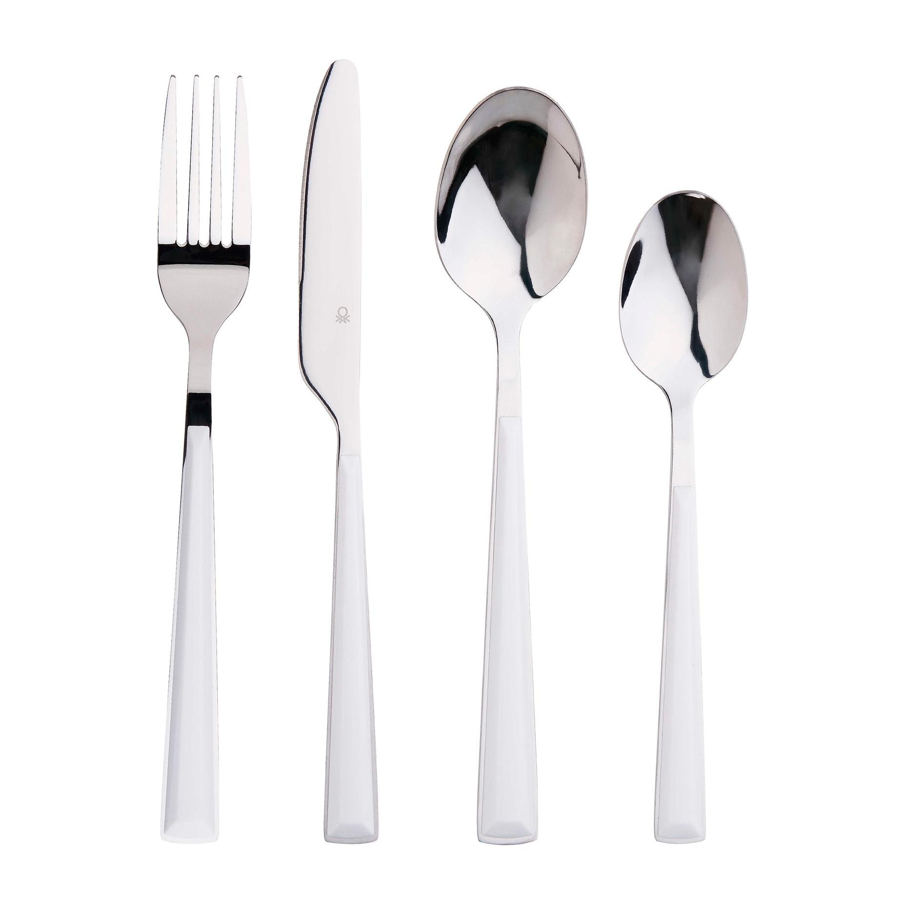 Set 16pc cubertería acero inoxidable blanco black & white Benetton