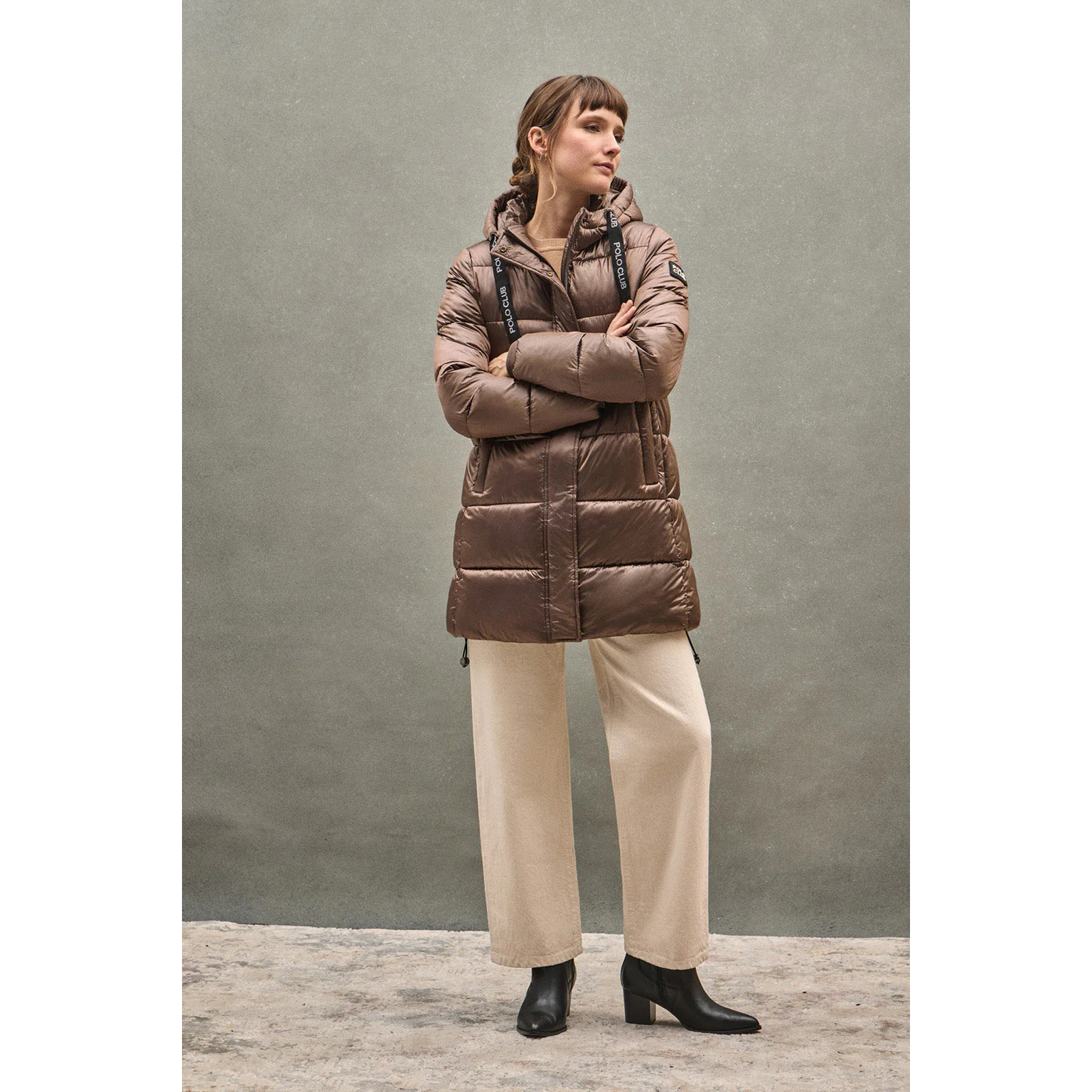 Giaccone Silvon Coat marrone con logo Polo Club