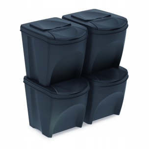 Juego de 4 cubos de reciclaje 100L Prosperplast Sortibox de plastico en color antracita