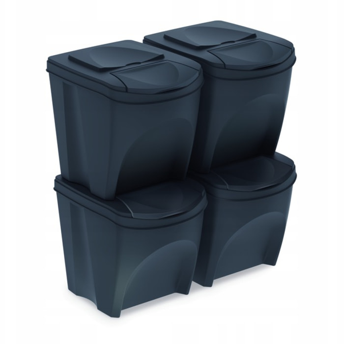 Juego de 4 cubos de reciclaje 100L Prosperplast Sortibox de plastico en color antracita