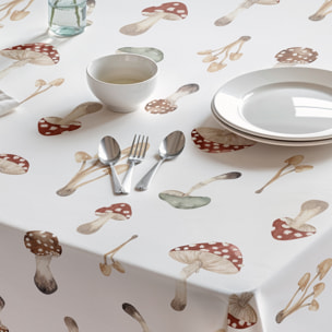 Mantel estampado antimanchas AMANITA BLANCO