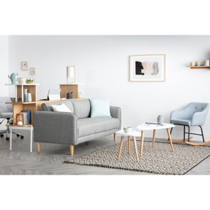 Tables basses gigognes scandinaves blanc et bois clair chêne massif (lot de 2) ARTIK