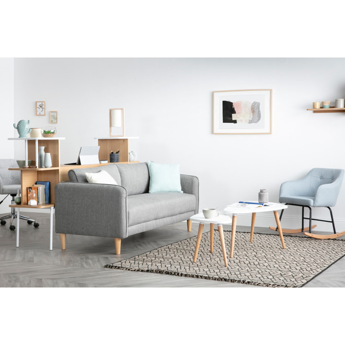 Tables basses gigognes scandinaves blanc et bois clair chêne massif (lot de 2) ARTIK