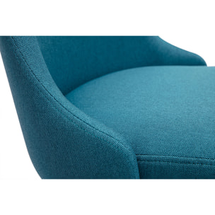 Tabourets de bar scandinaves pivotants 360° en tissu bleu canard et bois hêtre massif H65 cm (lot de 2) HASTA