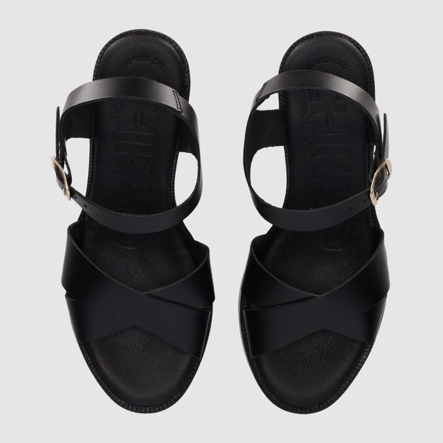 Sandalias de Piel - Negro - Tacón: 8 cm