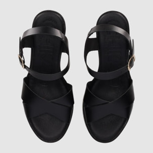 Sandalias de Piel - Negro - Tacón: 8 cm