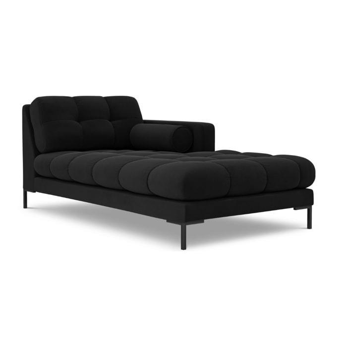 Méridienne droite "Bali" en velours noir