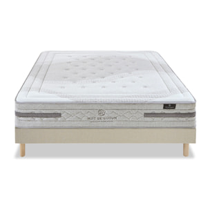 Ensemble Matelas Sérénade & Sommier Lino, 26 cm, Ressorts Ensachés Latex, Technologie Tri-Lattes, Soutien Ferme