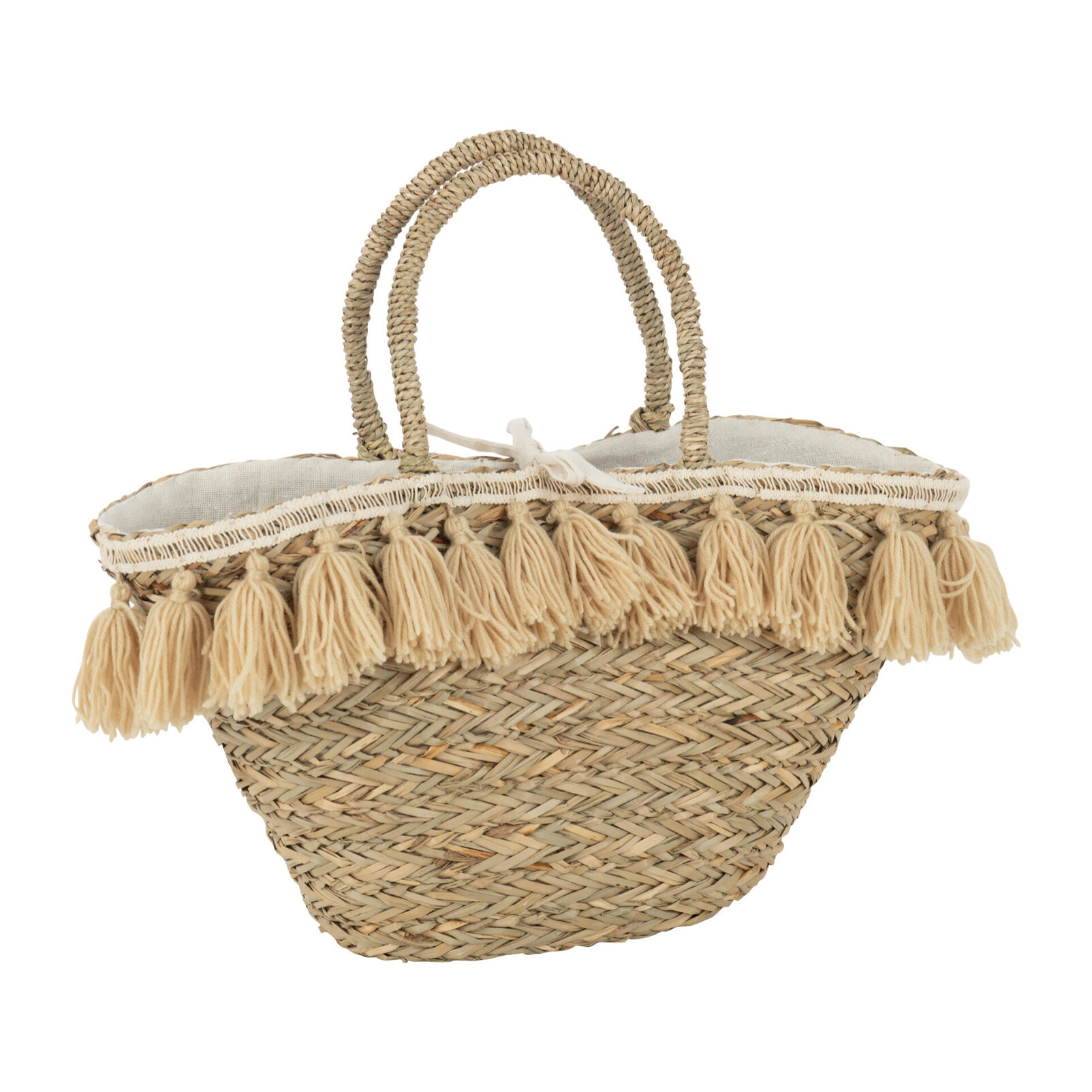 J-Line sac de plage Floches - rotin/textile - naturel/beige