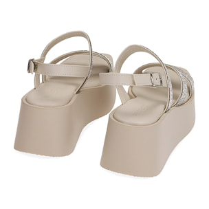 Plataforma en ecopiel color crema