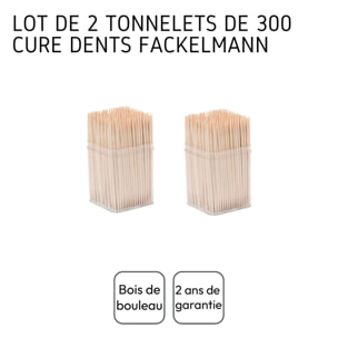 Lot de 2 tonnelets de 300 cure-dents en bois avec couvercle Fackelmann Wood Edition