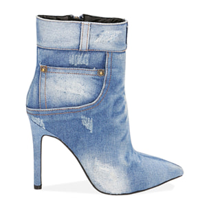 Botines de mujer en jean denim, tacón de 10,5 cm