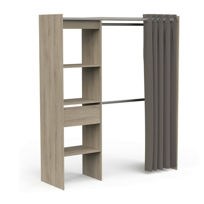 Guardaroba grande Serpentina, Mobile camera da letto, Cabina armadio portabiti, Armadio appendiabiti, 167x50 h192 cm, Rovere e Bianco opaco