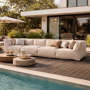 VERONE Salon de jardin modulable 4 places beige en tissu déperlant