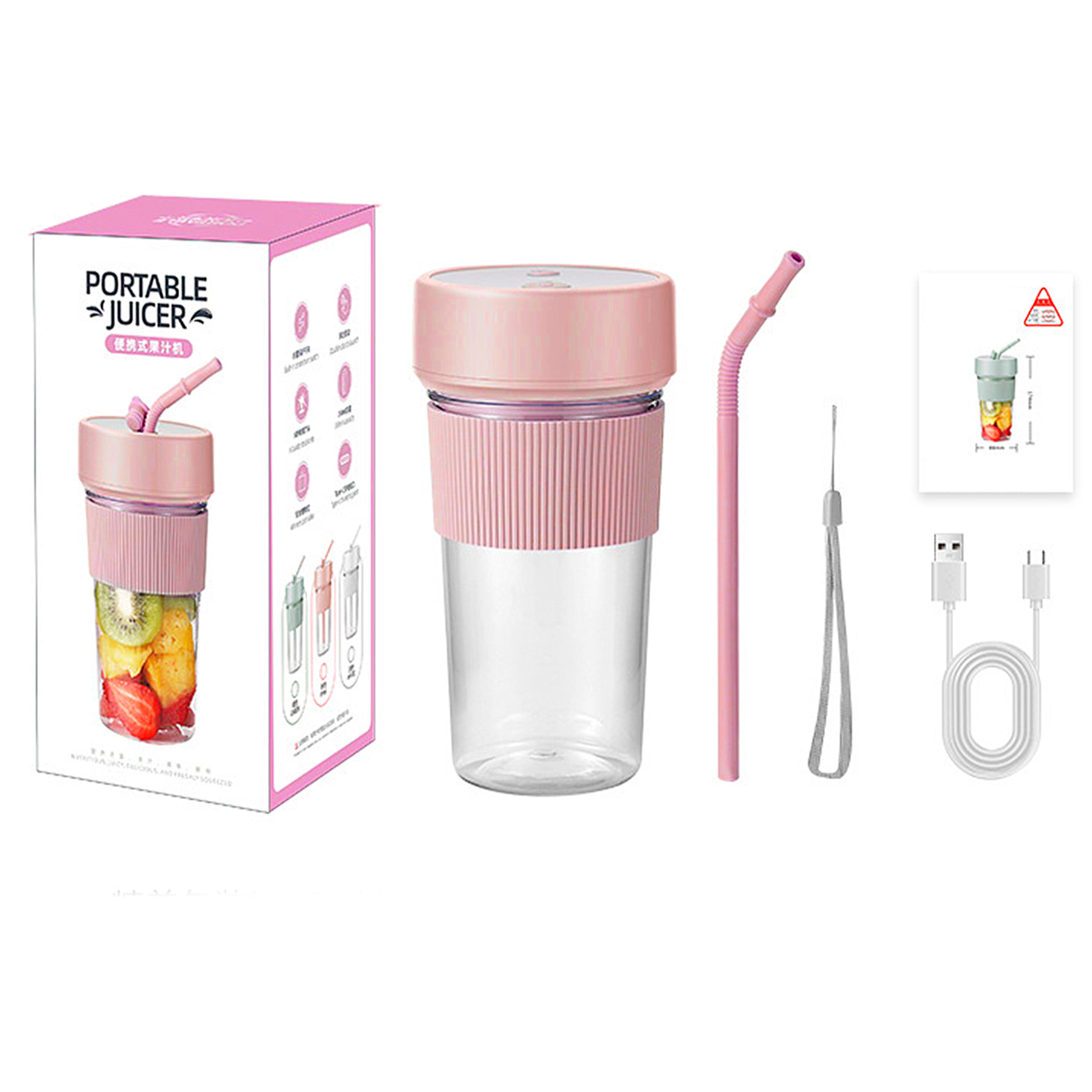 Frullatore portatile multifunzione K1 da 350 ml con 6 lame in acciaio, sicurezza a doppio clic e batteria ricaricabile.