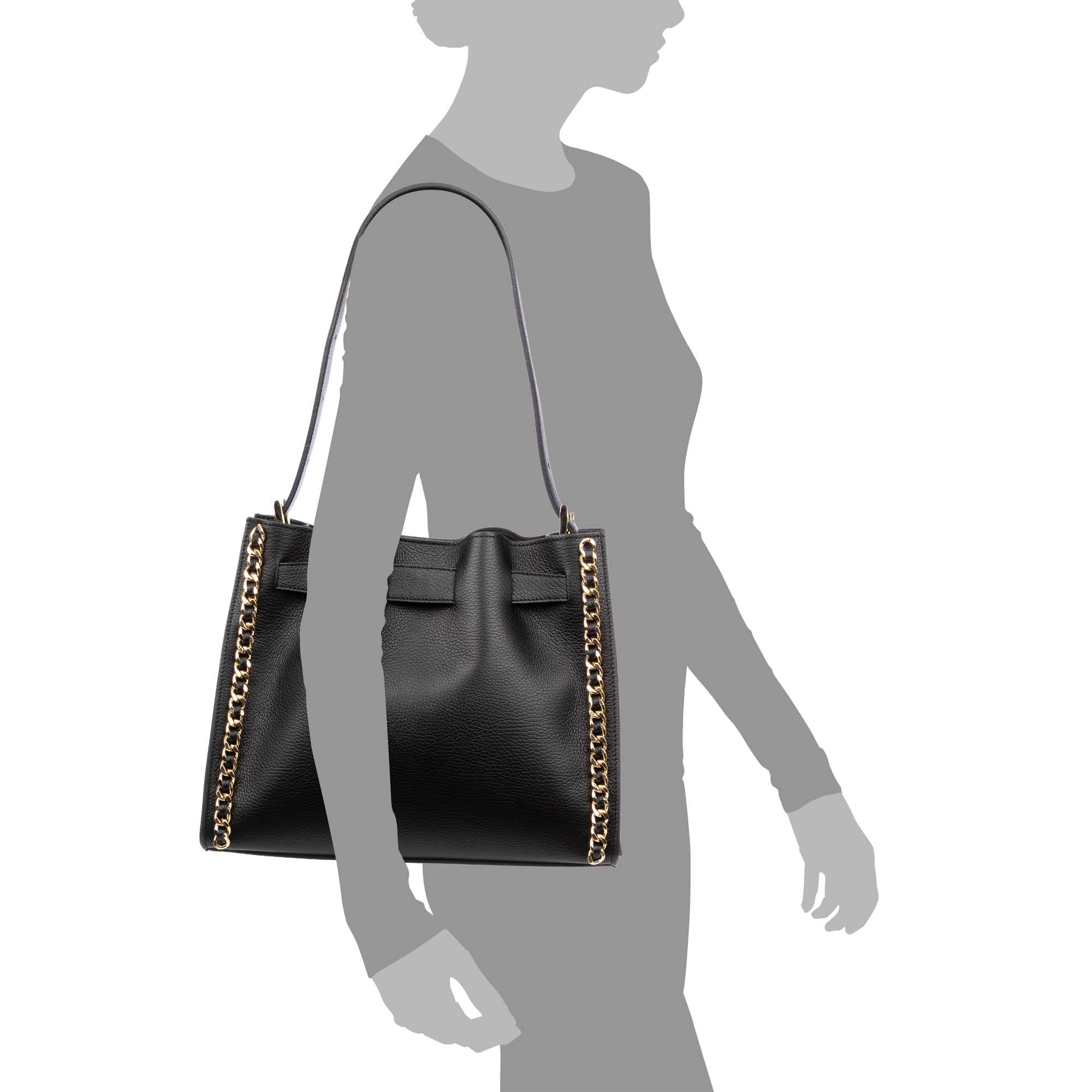 Barano borsa a spalla donna. Pelle autentica Dollaro.